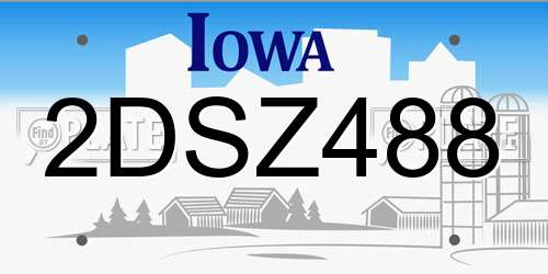 2DSZ488 Iowa License Plate