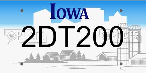 2DT200 Iowa License Plate