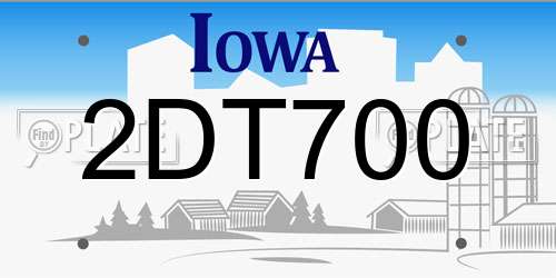 2DT700 Iowa License Plate