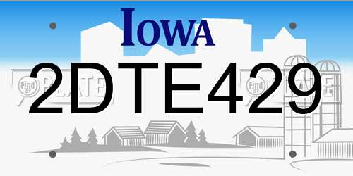 2DTE429 Iowa License Plate