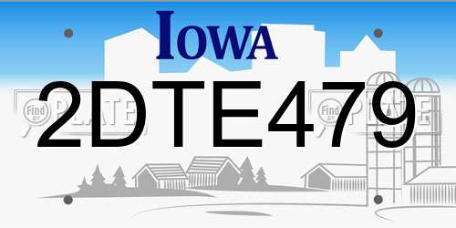 2DTE479 Iowa License Plate