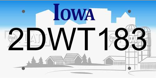 2DWT183 Iowa License Plate