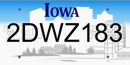 2DWZ183 Iowa License Plate