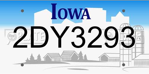 2DY3293 Iowa License Plate