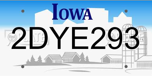 2DYE293 Iowa License Plate