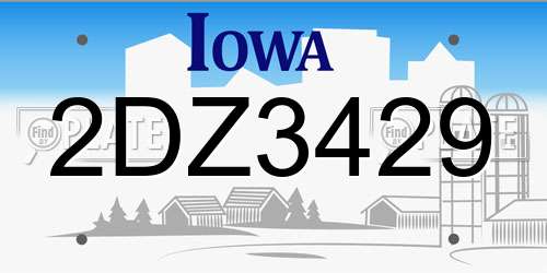 2DZ3429 Iowa License Plate
