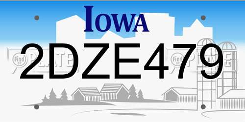 2DZE479 Iowa License Plate