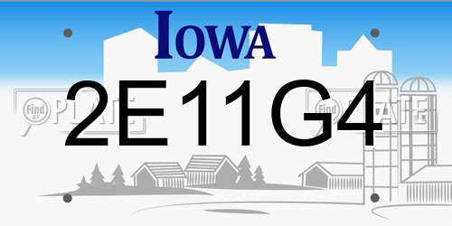2E11G4 Iowa License Plate