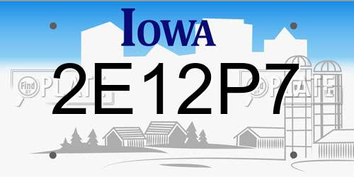 2E12P7 Iowa License Plate