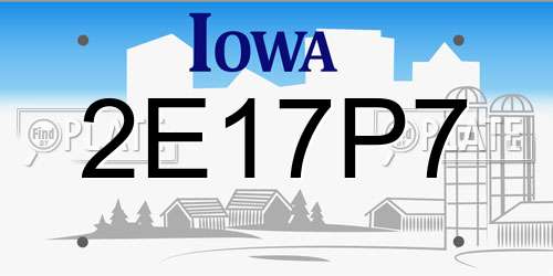 2E17P7 Iowa License Plate
