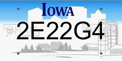 2E22G4 Iowa License Plate