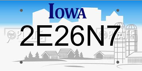 2E26N7 Iowa License Plate