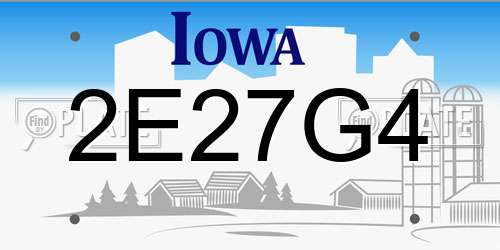 2E27G4 Iowa License Plate