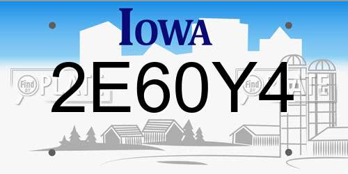 2E60Y4 Iowa License Plate