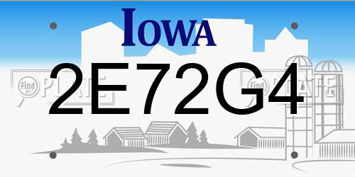 2E72G4 Iowa License Plate