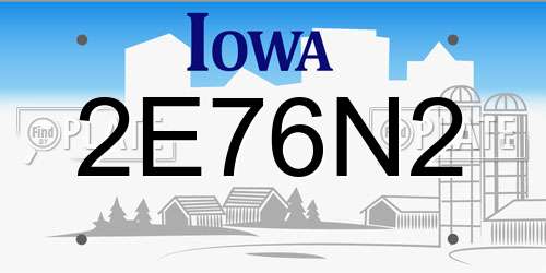 2E76N2 Iowa License Plate