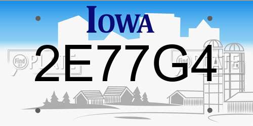 2E77G4 Iowa License Plate