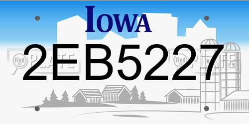 2EB5227 Iowa License Plate