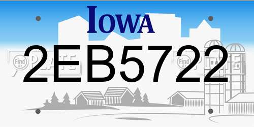 2EB5722 Iowa License Plate