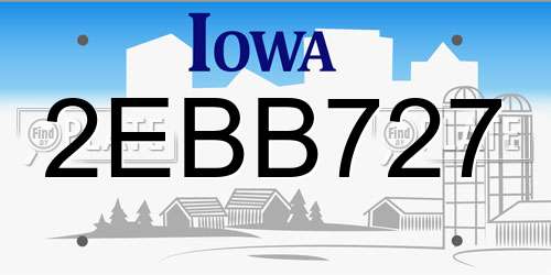 2EBB727 Iowa License Plate