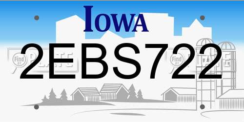 2EBS722 Iowa License Plate
