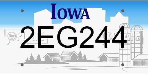 2EG244 Iowa License Plate