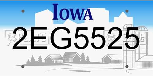 2EG5525 Iowa License Plate