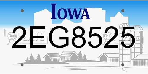2EG8525 Iowa License Plate