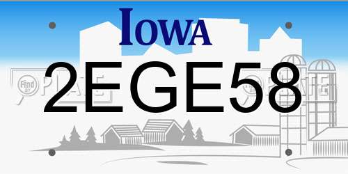 2EGE58 Iowa License Plate