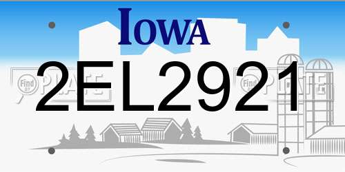 2EL2921 Iowa License Plate
