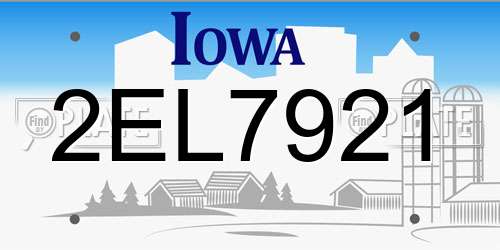 2EL7921 Iowa License Plate