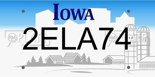2ELA74 Iowa License Plate