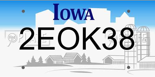 2EOK38 Iowa License Plate