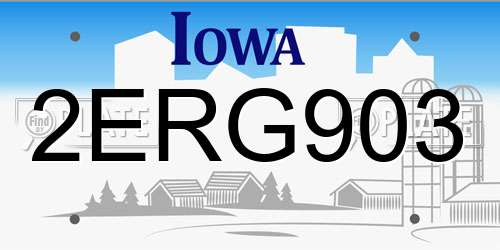 2ERG903 Iowa License Plate