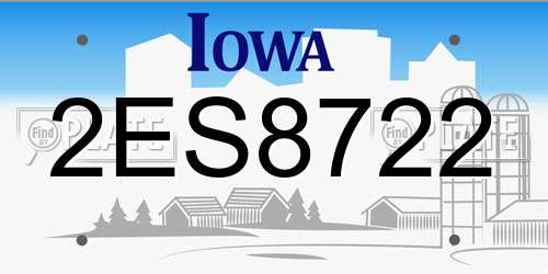 2ES8722 Iowa License Plate