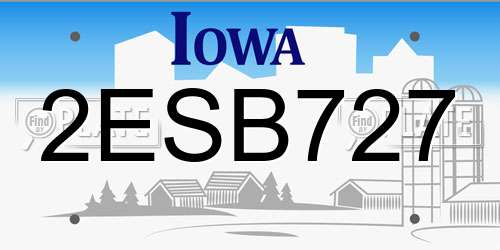 2ESB727 Iowa License Plate