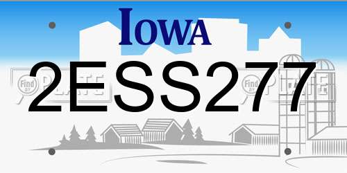 2ESS277 Iowa License Plate
