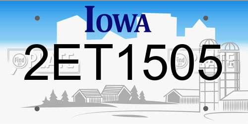 2ET1505 Iowa License Plate