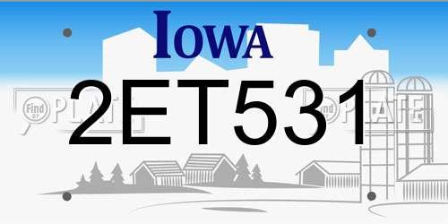 2ET531 Iowa License Plate