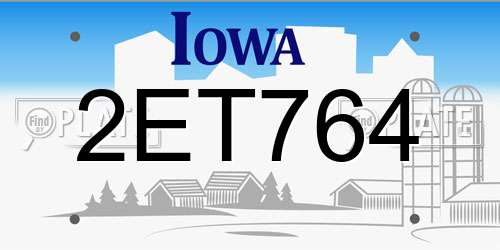 2ET764 Iowa License Plate
