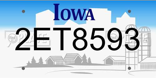 2ET8593 Iowa License Plate