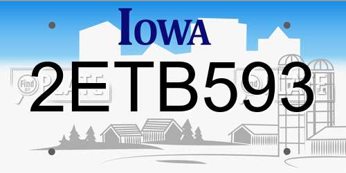 2ETB593 Iowa License Plate