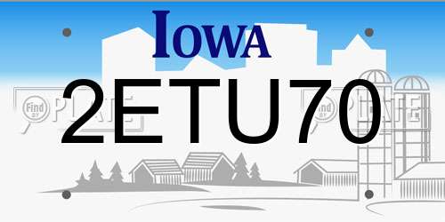 2ETU70 Iowa License Plate