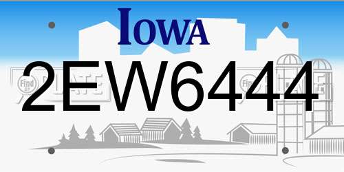 2EW6444 Iowa License Plate