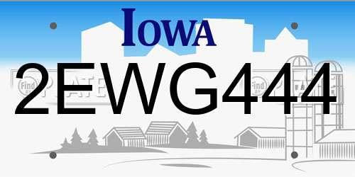2EWG444 Iowa License Plate