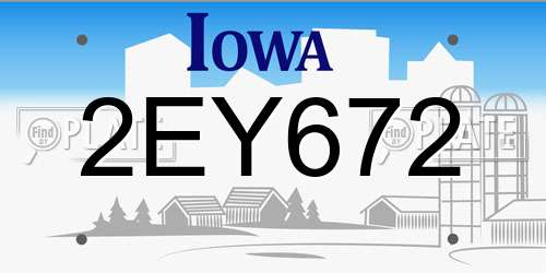 2EY672 Iowa License Plate
