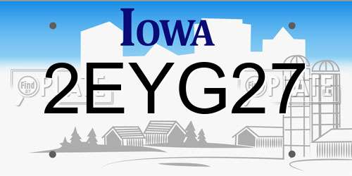 2EYG27 Iowa License Plate