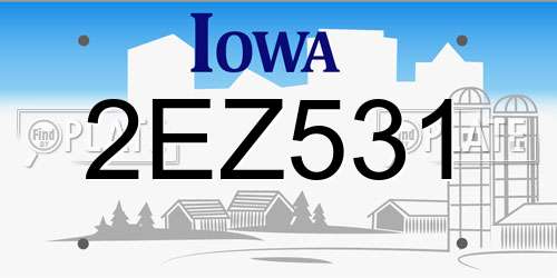 2EZ531 Iowa License Plate