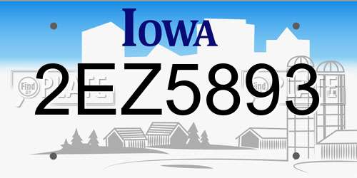 2EZ5893 Iowa License Plate