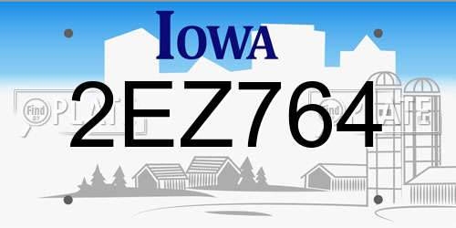 2EZ764 Iowa License Plate